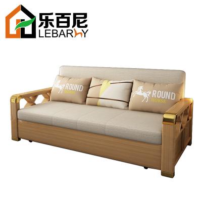 China (Size)Adjustable China Made New Model Nordic Furniture Fabric Folding Wooden Double Sofa Cum Bed Set for sale