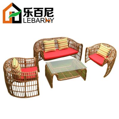 China Modern living room indoor garden rattan sofa coffee table outdoor PE rattan furniture for sale