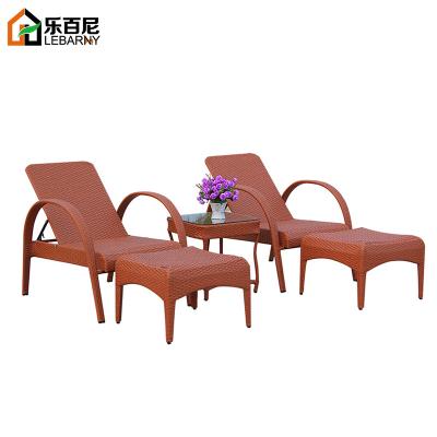 China Modern outdoor rattan tables and chairs, leisure rattan reclining chairs and beds, hotel pool furniture for sale