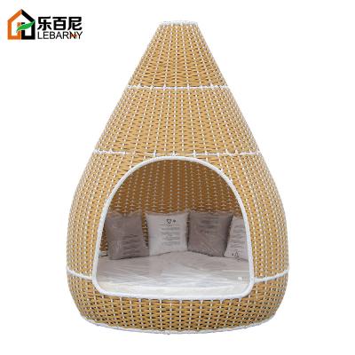 China Leisure Modern Creative Balcony Outdoor Round Rattan Bed Large, High-Grade Outdoor Rattan Art Thick Rattan Birdcage Bed for sale