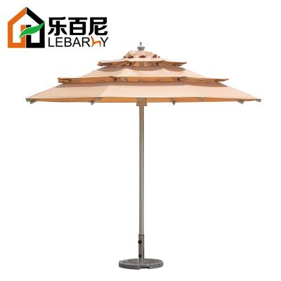 China Modern Outdoor Garden Umbrella 3 Layers Beach Restaurant Umbrella Center Pole Patio Sun Canopy Sun Shade Umbrella With Table for sale