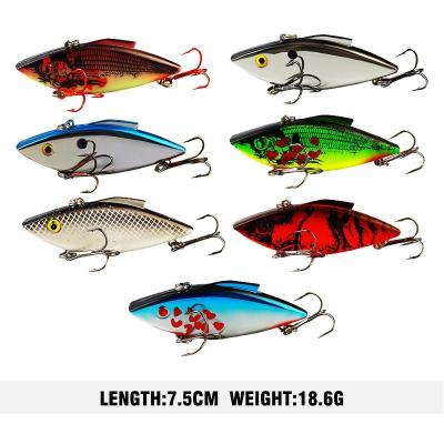 China ABS plastic Palmer 75mm lipless 17g vib bait hard fishing lures reflective effect bionic vibs with double hooks crankbait wholesale for sale