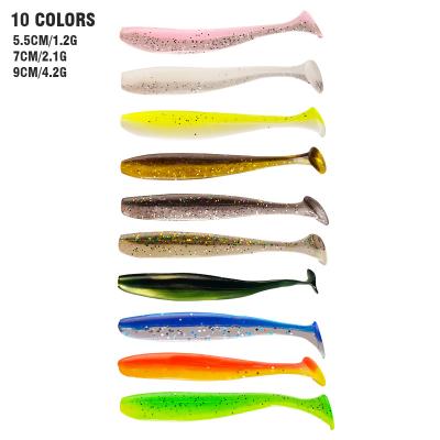 China Jig Head Rig / Offset Palmer Paddle Tail 5.5cm 7cm 9cm 12cm Hook Rig Soft Plastics Lures Saltwater Freshwater Fish Soft Fishing Bionic Bait t tail lures for sale