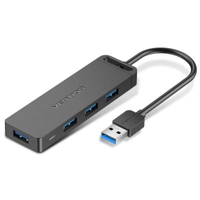 China Nickel Plated Vention Mini Multiport Hi-Speed ​​USB 3.0 Data Hub for Phone HD TV Computer Rechargeable 4 in 1 USB Hub for sale