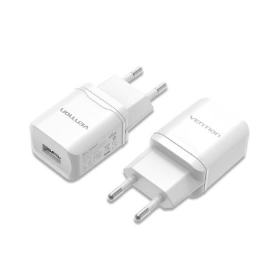 China UniversalÂ   Vention CE Certified Travel 10.5W EU Charger Single Left Plug Mobile Phone Quick USB Wall Charger for sale