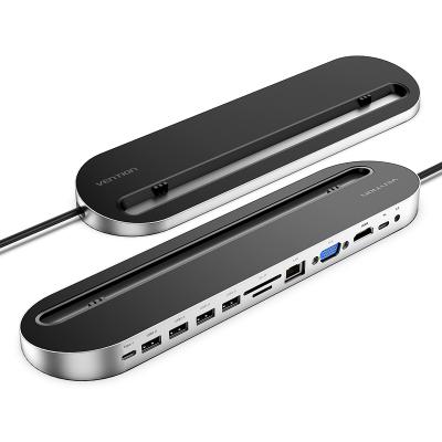 China High Quality Aluminum Alloy 12-in-1 TYPE-C USB Alloy+ABS Mini Hub Adapte USB-c Docking Station for sale