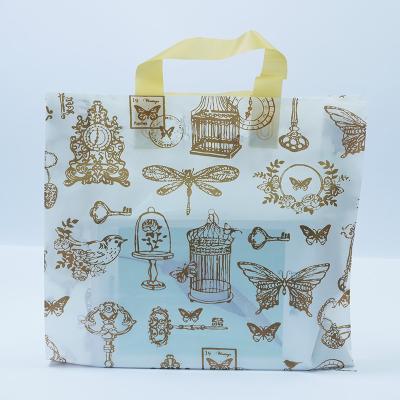 China Custom Handled Logo Printed Die Cut Shopping Carrier Goods Plastic Bag For Shop for sale