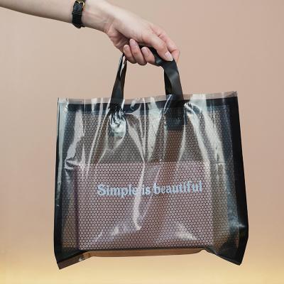 China High Quality Customized Handled Logo Print Black Plastic Shopping Bag For Clothes for sale