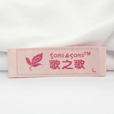 China Other Logo Woven Label Custom Garment Textile Size High Quality Apparel Luxury Neck Damask Fashion End Pleat Brand for sale