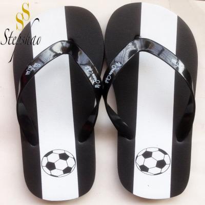 China Fashion Trend Fashion Striped Football Printed Beach Flip Flops For Men for sale