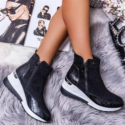 China New fashion trend suede casual shoes waterproof high top platform zipper sneakers 2020 shoes women fashion shoe for sale