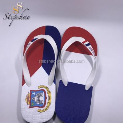 China Popular Fashion Trend Fashion Design Flags Printed Brazil Flip Flops For Men Promotional for sale