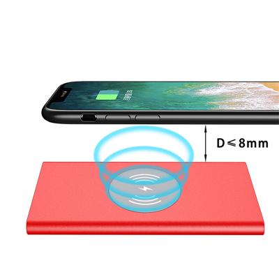 China New Arrival Metal Charging Power Bank 8000mah Wireless Charging Hot Selling Slim Wireless Support Customized Logo for sale