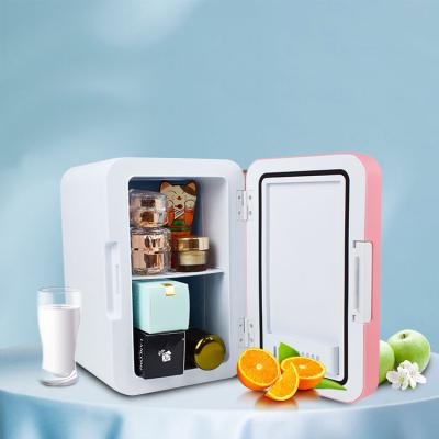 China Low Noise Pink Color YHI08 Makeup Portable Cosmetic Bar Cooler And Warmer 8L Refrigerator Show Small Fridge for sale