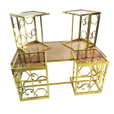 China Italian Design Indoor Home Use White Coffee Table Set Stainless Steel Furniture Gold Table for sale