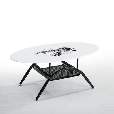 China Modern high quality tempered glass oval coffee table for sale