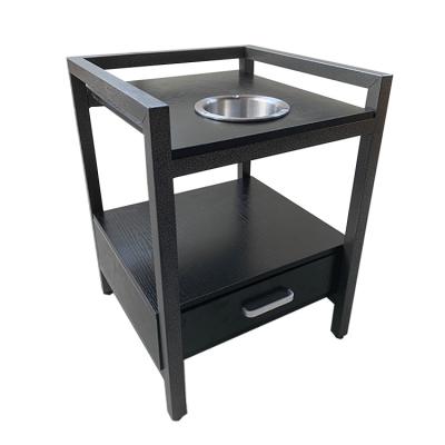 China MDF Tea Table Black Rectangle Wooden Side Table Modern Chinese Modern Tea Table Drawer Coffee Table for sale