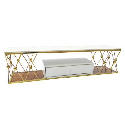 China Extendable Luxury Tv Stands Cabinet Modern Furniture Gold Tv Stands For Living Room for sale