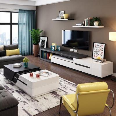 China Modern Wholesale Particle Wood TV Panel Stands Living Room Furniture Entertainment Unit Lowline TV Cabinet Storage Coffee Table TV Console for sale