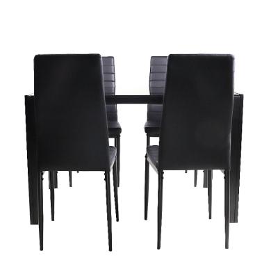 China Wholesale Modern Square Black Glass Dining Room Rectangular Dining Table With 4 Chairs for sale