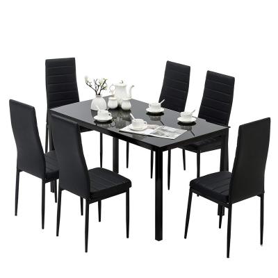 China Home Modern Restaurant Living Room Glass Dining Table Sets With 4 Chair for sale