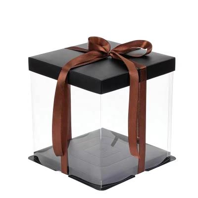 China Recycled Materials Wholesale Custom Clear Luxury Transparent Food Grade Box Birthday Cake Packaging Box Cake Gift Box for sale