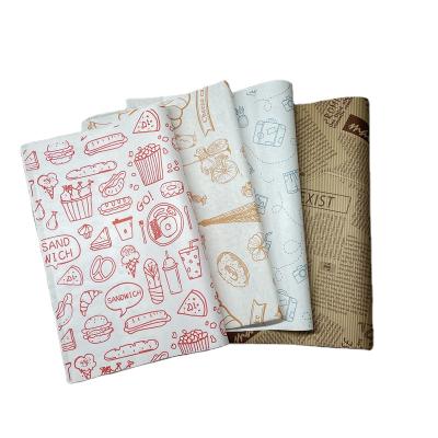 China High Quality Recycled Materials Waterproof Paper Food Grade Printed Hamburger Wrapping Paper for sale