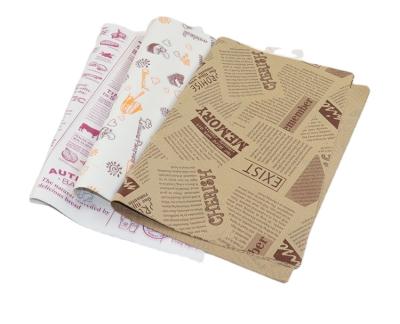 China Recycled Materials Custom Printed Wax Coated Food Wrapping Paper Hamburger Sandwich Paper Greaseproof Paper for sale