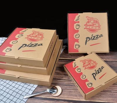 China Recycled Materials Custom Printed Size Pizza Box Food Grade Corrugated Cardboard Cardboard Pizza Box for sale