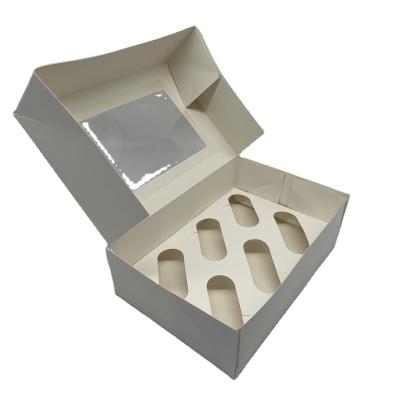 China Recycled Clear Window Mini Cake Kraft Paper Box Materials Roll Package Cupcake Box for sale