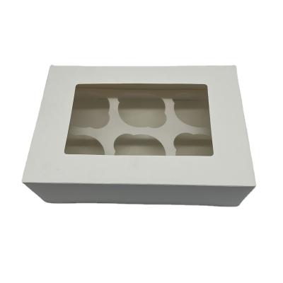 China Recycled Clear Window Mini Cake Kraft Paper Box Materials Roll Package Cupcake Box for sale