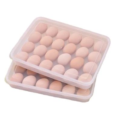 China Single Layer Stackable Clear Plastic Freshness Large Capacity Egg Storage Container For Fridge Freezer Egg Holder Tray With Lid for sale