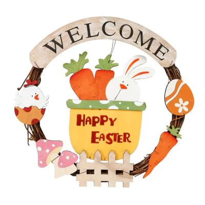 China Easter Sale Lovely Rabbit Decoration Hotel/Home Decorative Garlands Hot Outdoor Wooden Happy Garden Decorations/For Front Door for sale