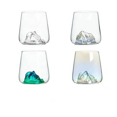 China Crystal Water Glasses Wine Shot Cocktail Whiskey Cup Mountain Stocked Drinking Bottom Glass Hot Sale New Design for sale