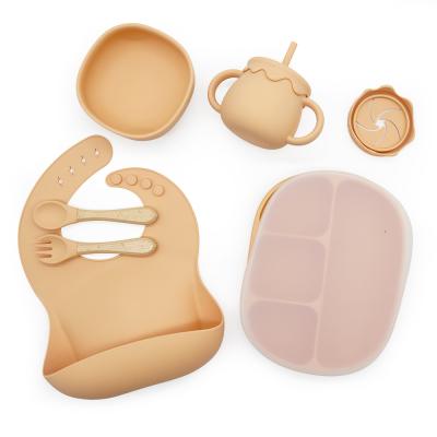 China Sustainable Tableware Set Non Slip Food Grade Toddler Suction Baby Silicone Feeding Dish for sale