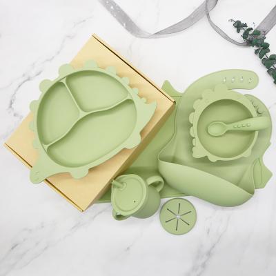 China Children's Dinnerware Set Food Grade Divided Non Spill Suction Silicone Baby Feeding Dish for sale