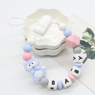 China BPA Free Chewable Silicone Beaded Pacifier Chain Clip Soother Dummy Baby Holder for sale