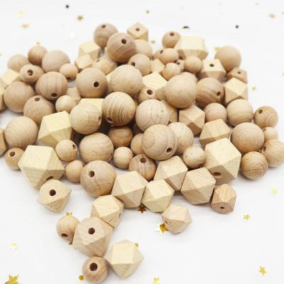 China 100% Non-Toxic Wholesale Food Grade Chewable Baby Teething Loose Beech Wood Round Beads for sale