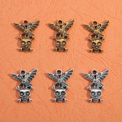 China E-Co Friendly Wholesale Gothic Antique Silver Skull Charms Skeleton Pendant For DIY Necklace Bracelet for sale