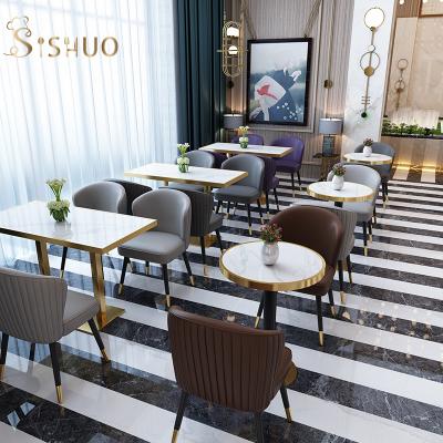 China FOSHAN furniture supplier modern marble dining table and chair for cafe for sale