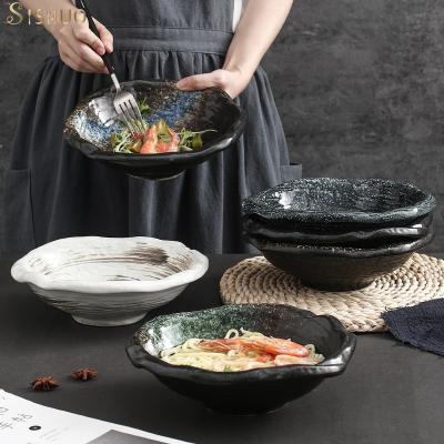 China Viable Wholesale Japanese Ceramic Noodle Bowl Factory Large Salad Bowl for sale