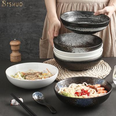 China Viable Tableware Sets Dinner Ceramic Japese Style Round Noodle Bowl for sale