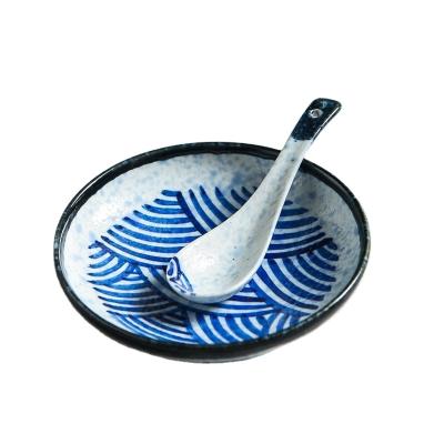 China China manufacturer 8inch sustainable bule modern japanese porcelain tableware for sale