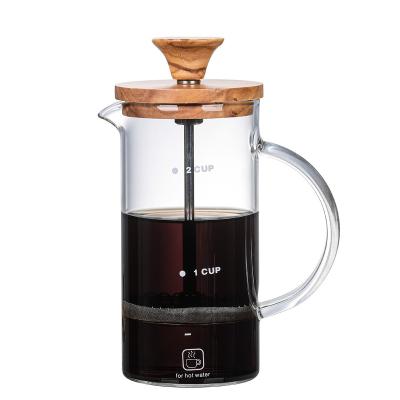 China 400ML 800ML Sustainable Bamboo Cover Coffee Maker Reusable French Press Coffee Pot for sale