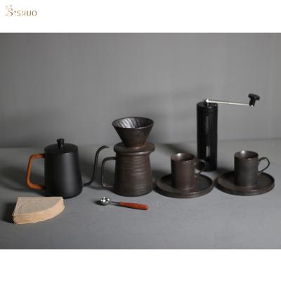 China Viable Handmade Coffee Pot Mouth Filter V60 Stainless Fine Coffee Travel Bag Gift Set for sale