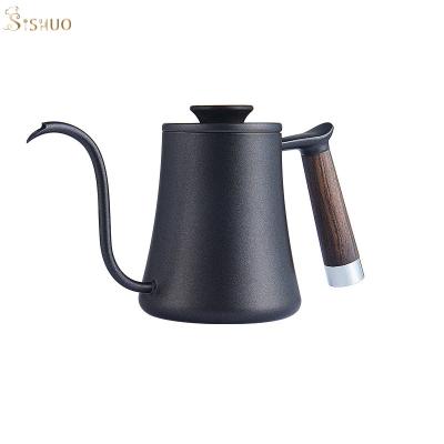 China Sustainable Matt Black Color 600ML Stainless Steel Coffee Spill Over Kettle Gooseneck for sale