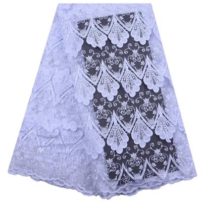 China 3D 3D Embroidered African Silk French Milk Flower Lace Fabric Nigerian Milk Silk Lace Fabric Sequins For Dress Wedding 2160 for sale