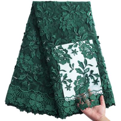 China high quality african nigerian lace fabrics 2021 nigerian milk silk french lace fabric embroidery 3D sequin lace fabric for dress 2242 for sale