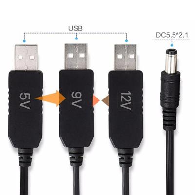 China Camera Wholesales Customized USB To DC 5.5 2.1mm 5V To 12V Boost Voltage Cable for sale