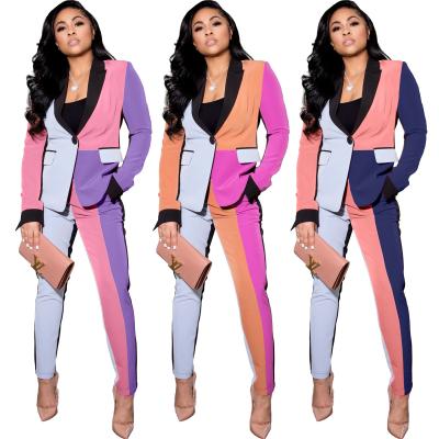 China Latest Designs Breathable Casual Long Sleeve 2 Piece Set Women Patchwork Clothes Women Suit With Button Plus Size Two Piece Set for sale